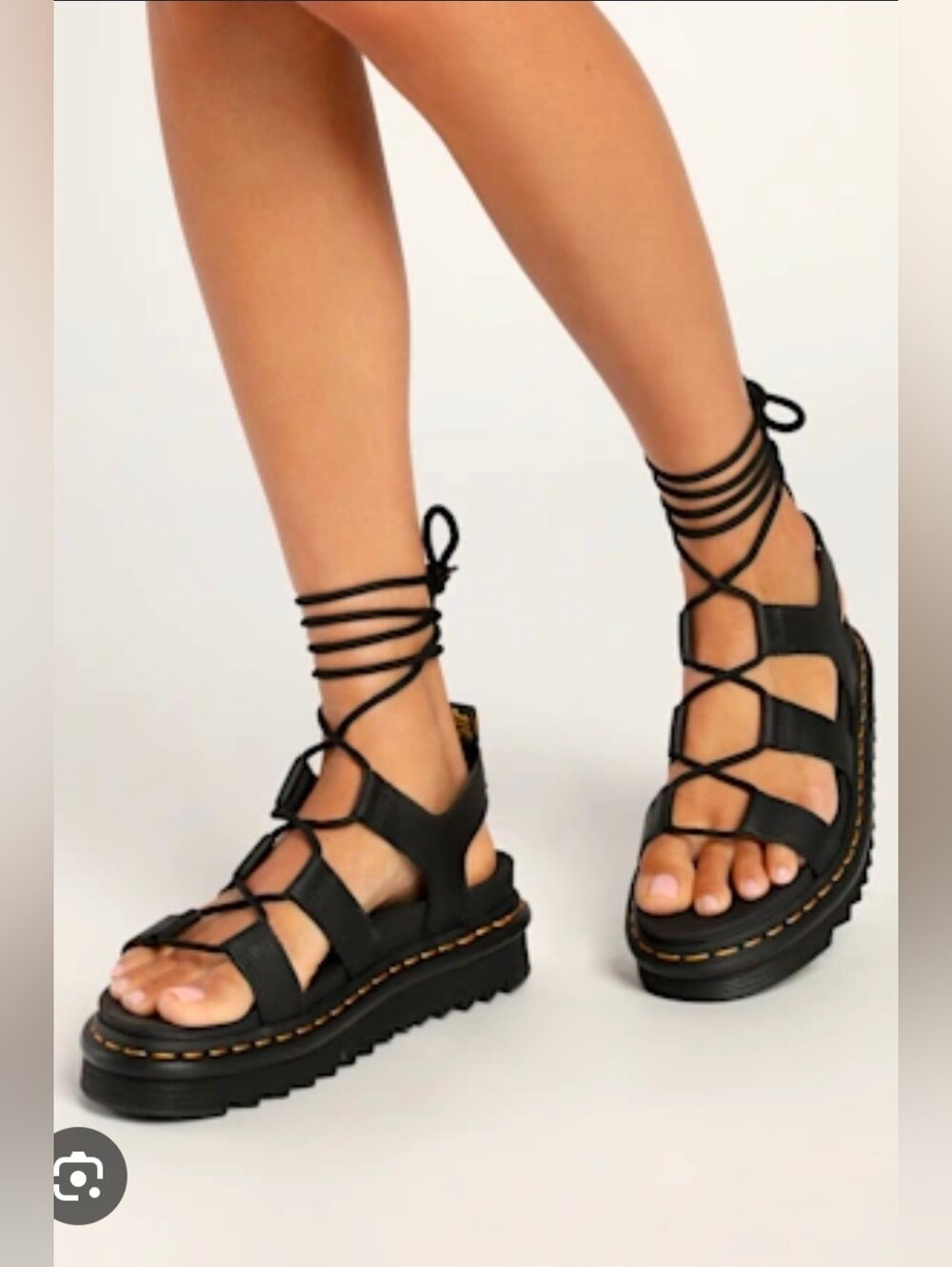 Dr. Martens Black Nartilla Lace-Up Sandals